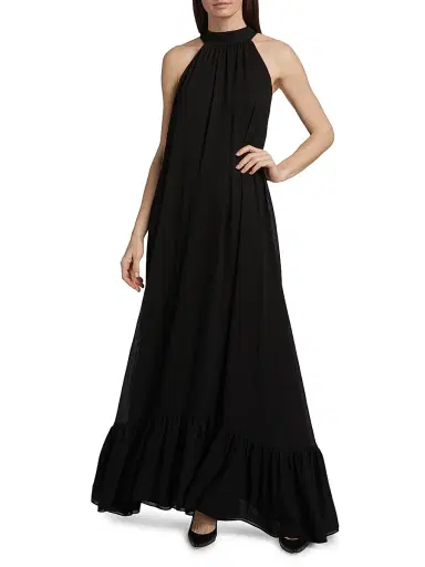 ALICE + OLIVIA Women's Jovie Ruffled Halter Maxi Dress - Black | Thumbnail 3 ALICE + OLIVIA Women's Jovie Ruffled Halter Maxi Dress - Black | Thumbnail 3