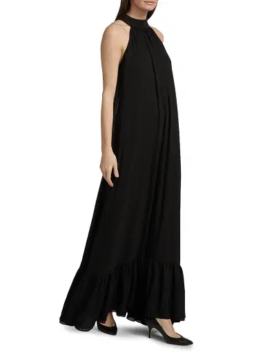 ALICE + OLIVIA Women's Jovie Ruffled Halter Maxi Dress - Black | Thumbnail 4 ALICE + OLIVIA Women's Jovie Ruffled Halter Maxi Dress - Black | Thumbnail 4