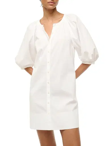 Staud Women's Vincent Cotton Poplin Minidress - White - Size XL | Thumbnail 2 Staud Women's Vincent Cotton Poplin Minidress - White - Size XL | Thumbnail 2