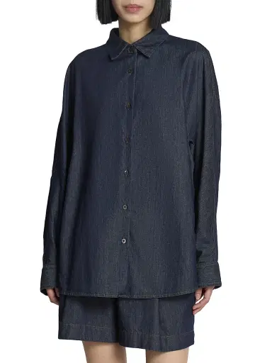 Dries Van Noten Women's Casio Denim Oversized Button-Front Shirt | Thumbnail 3 Dries Van Noten Women's Casio Denim Oversized Button-Front Shirt | Thumbnail 3