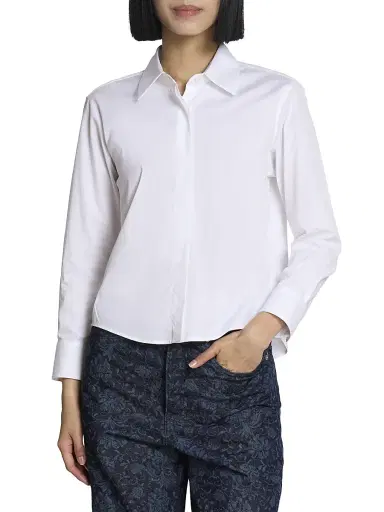 Dries Van Noten Women's Clavini Poplin Button-Front Shirt - White | Thumbnail 3 Dries Van Noten Women's Clavini Poplin Button-Front Shirt - White | Thumbnail 3