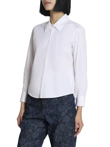Dries Van Noten Women's Clavini Poplin Button-Front Shirt - White | Thumbnail 4 Dries Van Noten Women's Clavini Poplin Button-Front Shirt - White | Thumbnail 4