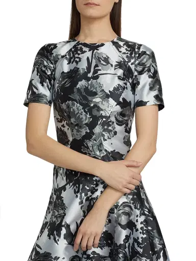 PRABAL GURUNG Women's Princess Seam Short-Sleeve Fit & Flare Dress | Thumbnail 6 PRABAL GURUNG Women's Princess Seam Short-Sleeve Fit & Flare Dress | Thumbnail 6