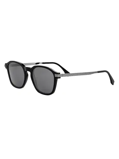 Fendi Men's Essential 52MM Square Sunglasses - Shiny Black Smoke | Thumbnail 1 Fendi Men's Essential 52MM Square Sunglasses - Shiny Black Smoke | Thumbnail 1