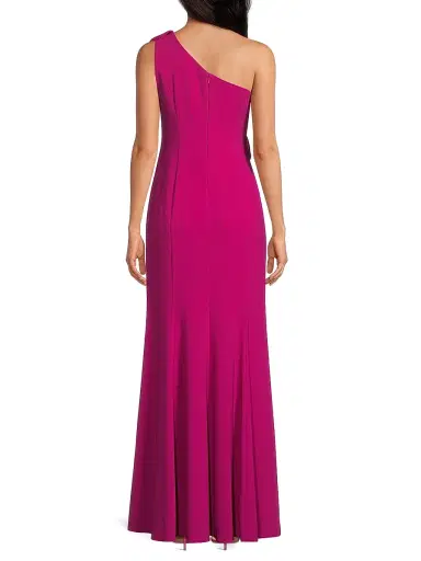 Shani Women's One-Shoulder Floral Appliqué Crepe Gown | Thumbnail 5 Shani Women's One-Shoulder Floral Appliqué Crepe Gown | Thumbnail 5