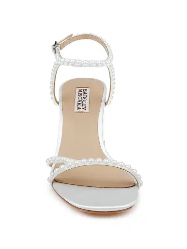 BADGLEY MISCHKA Women's Giabella 65MM Imitation Pearl-Embellished Satin Sandals | Thumbnail 3 BADGLEY MISCHKA Women's Giabella 65MM Imitation Pearl-Embellished Satin Sandals | Thumbnail 3