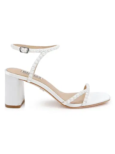 BADGLEY MISCHKA Women's Giabella 65MM Imitation Pearl-Embellished Satin Sandals | Thumbnail 1 BADGLEY MISCHKA Women's Giabella 65MM Imitation Pearl-Embellished Satin Sandals | Thumbnail 1