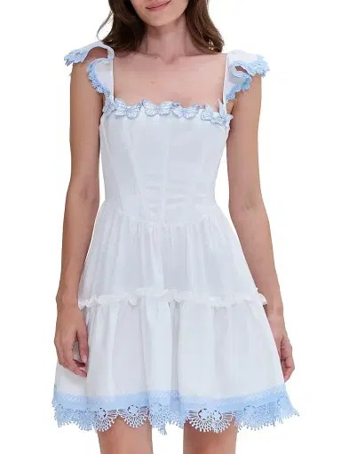PatBO Women's Cotton Poplin Flutter-Sleeve A-Line Minidress - Off White | Thumbnail 3 PatBO Women's Cotton Poplin Flutter-Sleeve A-Line Minidress - Off White | Thumbnail 3