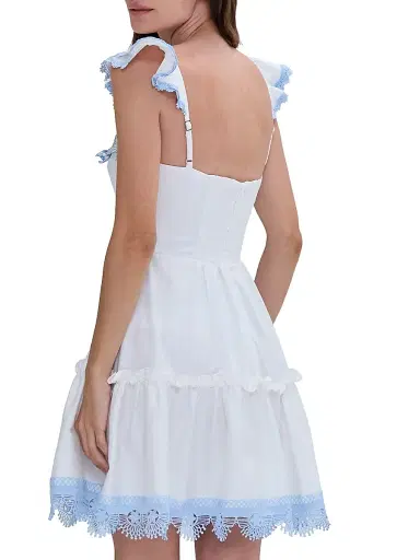 PatBO Women's Cotton Poplin Flutter-Sleeve A-Line Minidress - Off White | Thumbnail 4 PatBO Women's Cotton Poplin Flutter-Sleeve A-Line Minidress - Off White | Thumbnail 4
