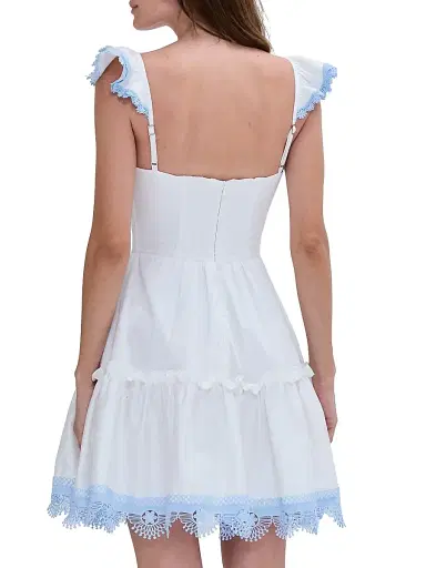 PatBO Women's Cotton Poplin Flutter-Sleeve A-Line Minidress - Off White | Thumbnail 5 PatBO Women's Cotton Poplin Flutter-Sleeve A-Line Minidress - Off White | Thumbnail 5