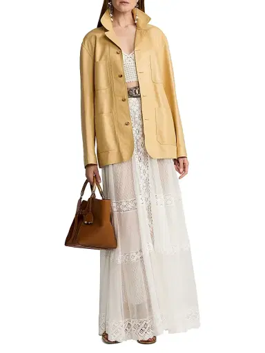 Ralph Lauren Collection Women's Adrianna Leather Coat - Light Sand | Thumbnail 2 Ralph Lauren Collection Women's Adrianna Leather Coat - Light Sand | Thumbnail 2