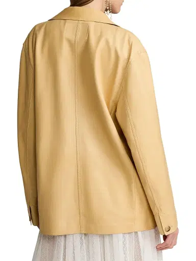Ralph Lauren Collection Women's Adrianna Leather Coat - Light Sand | Thumbnail 5 Ralph Lauren Collection Women's Adrianna Leather Coat - Light Sand | Thumbnail 5