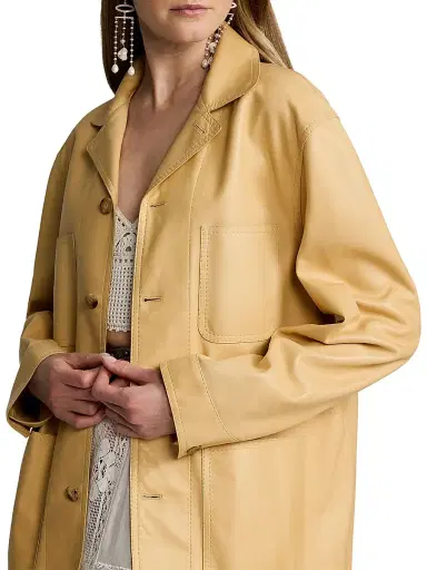 Ralph Lauren Collection Women's Adrianna Leather Coat - Light Sand | Thumbnail 6 Ralph Lauren Collection Women's Adrianna Leather Coat - Light Sand | Thumbnail 6