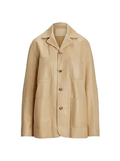 Ralph Lauren Collection Women's Adrianna Leather Coat - Light Sand | Thumbnail 1 Ralph Lauren Collection Women's Adrianna Leather Coat - Light Sand | Thumbnail 1