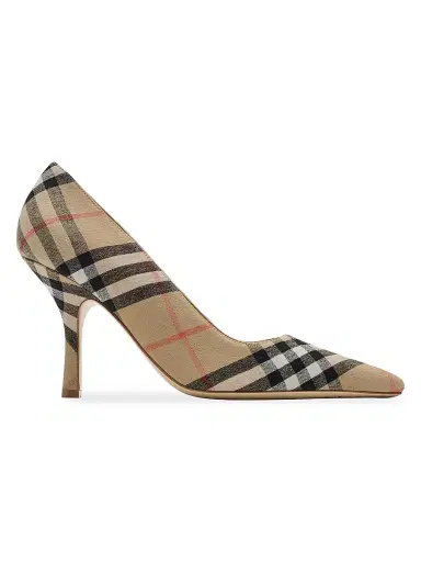 Burberry Women's Dame Check 90MM Pumps - Sand Check - Size 10 | Thumbnail 1 Burberry Women's Dame Check 90MM Pumps - Sand Check - Size 10 | Thumbnail 1
