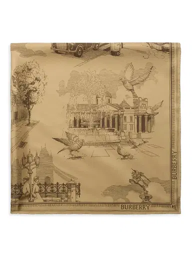 Burberry Women's London Landmarks Silk Scarf - Sand | Thumbnail 2 Burberry Women's London Landmarks Silk Scarf - Sand | Thumbnail 2