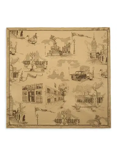 Burberry Women's London Landmarks Silk Scarf - Sand | Thumbnail 1 Burberry Women's London Landmarks Silk Scarf - Sand | Thumbnail 1