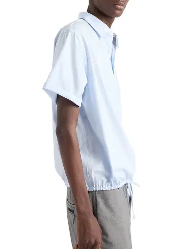 Prada Men's Short-Sleeved Cotton Shirt - Blue | Thumbnail 4 Prada Men's Short-Sleeved Cotton Shirt - Blue | Thumbnail 4