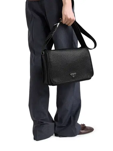 Prada Men's Leather Shoulder Bag - Black | Thumbnail 2 Prada Men's Leather Shoulder Bag - Black | Thumbnail 2