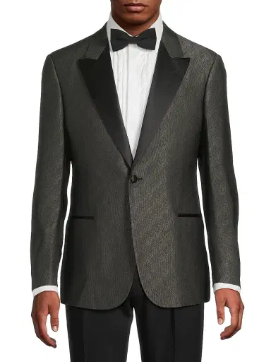 Emporio Armani Men's Shiny Woven Dinner Jacket - Charcoal | Thumbnail 3 Emporio Armani Men's Shiny Woven Dinner Jacket - Charcoal | Thumbnail 3