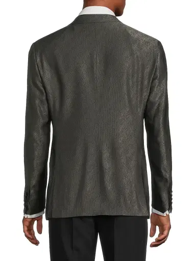 Emporio Armani Men's Shiny Woven Dinner Jacket - Charcoal | Thumbnail 5 Emporio Armani Men's Shiny Woven Dinner Jacket - Charcoal | Thumbnail 5