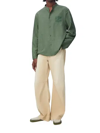 Loewe Men's x Paula's Ibiza Monogram Woven Long-Sleeve Shirt - Sage | Thumbnail 2 Loewe Men's x Paula's Ibiza Monogram Woven Long-Sleeve Shirt - Sage | Thumbnail 2