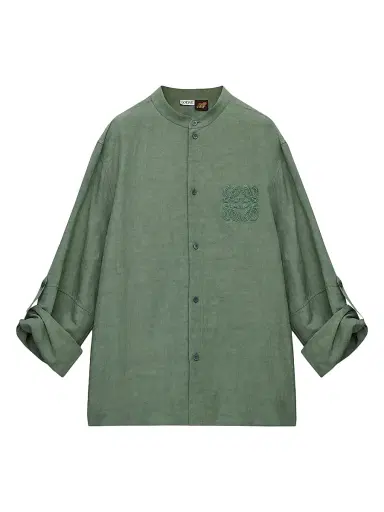 Loewe Men's x Paula's Ibiza Monogram Woven Long-Sleeve Shirt - Sage | Thumbnail 3 Loewe Men's x Paula's Ibiza Monogram Woven Long-Sleeve Shirt - Sage | Thumbnail 3