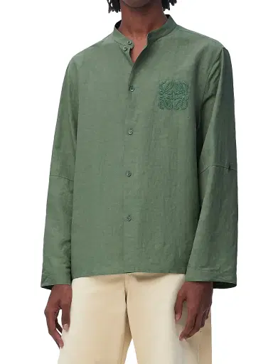 Loewe Men's x Paula's Ibiza Monogram Woven Long-Sleeve Shirt - Sage | Thumbnail 4 Loewe Men's x Paula's Ibiza Monogram Woven Long-Sleeve Shirt - Sage | Thumbnail 4