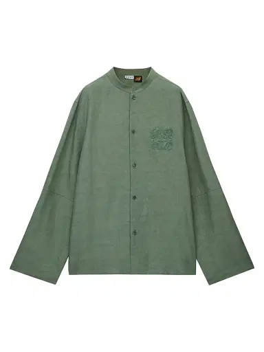 Loewe Men's x Paula's Ibiza Monogram Woven Long-Sleeve Shirt - Sage | Thumbnail 1 Loewe Men's x Paula's Ibiza Monogram Woven Long-Sleeve Shirt - Sage | Thumbnail 1