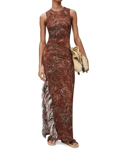 LOEWE Women's x Paula's Ibiza Feather Tank Maxi Dress - Brown Multicolor | Thumbnail 2 LOEWE Women's x Paula's Ibiza Feather Tank Maxi Dress - Brown Multicolor | Thumbnail 2