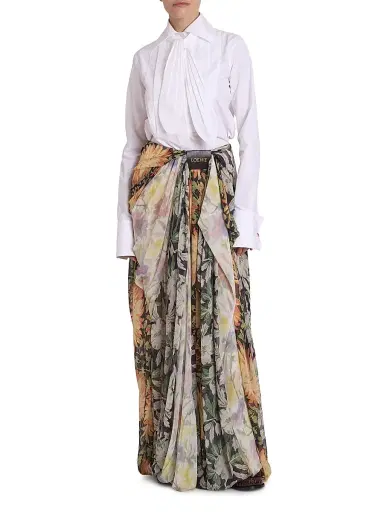 LOEWE Women's Floral Silk-Blend Draped Wide-Leg Pants | Thumbnail 2 LOEWE Women's Floral Silk-Blend Draped Wide-Leg Pants | Thumbnail 2
