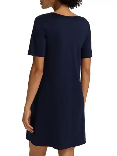 Hanro Women's V-Neck Cotton & Silk Nightgown - Deep Navy - Size XL | Thumbnail 5 Hanro Women's V-Neck Cotton & Silk Nightgown - Deep Navy - Size XL | Thumbnail 5
