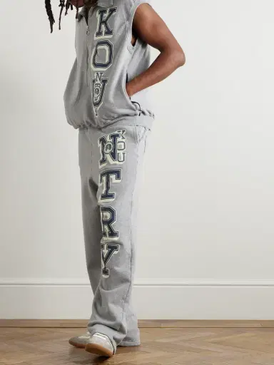 KAPITAL N.TRY Straight-Leg Printed Cotton-Jersey Sweatpants - Men | Thumbnail 2 KAPITAL N.TRY Straight-Leg Printed Cotton-Jersey Sweatpants - Men | Thumbnail 2