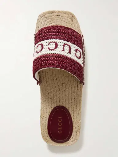 Gucci Numa Embroidered Striped Raffia Slides | Thumbnail 5 Gucci Numa Embroidered Striped Raffia Slides | Thumbnail 5