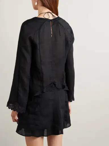Isabel Marant Liya Lace-trimmed Embroidered Ramie Mini Dress | Thumbnail 3 Isabel Marant Liya Lace-trimmed Embroidered Ramie Mini Dress | Thumbnail 3