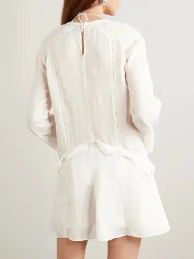 Isabel Marant Liya Lace-trimmed Embroidered Ramie Mini Dress | Thumbnail 3 Isabel Marant Liya Lace-trimmed Embroidered Ramie Mini Dress | Thumbnail 3