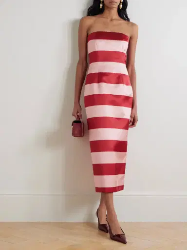Emilia Wickstead Leila Strapless Striped Duchesse-satin Midi Dress | Thumbnail 2 Emilia Wickstead Leila Strapless Striped Duchesse-satin Midi Dress | Thumbnail 2