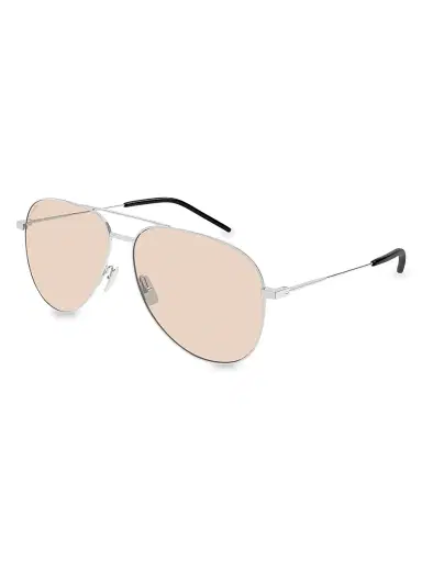 Saint Laurent Men's Classic 11 59MM Pilot Metal Sunglasses - Silver Yellow | Thumbnail 1 Saint Laurent Men's Classic 11 59MM Pilot Metal Sunglasses - Silver Yellow | Thumbnail 1
