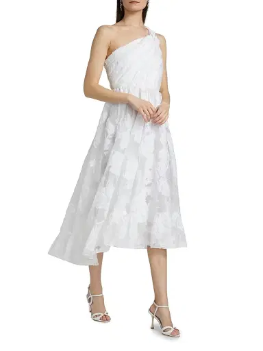 Cinq à Sept Women's Asilia Paper Floral Organza Midi-Dress - White | Thumbnail 2 Cinq à Sept Women's Asilia Paper Floral Organza Midi-Dress - White | Thumbnail 2
