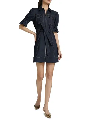 Cinq à Sept Women's Holly Stretch-Denim Tie-Waist Minidress - Indigo | Thumbnail 2 Cinq à Sept Women's Holly Stretch-Denim Tie-Waist Minidress - Indigo | Thumbnail 2
