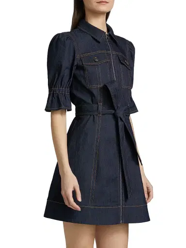 Cinq à Sept Women's Holly Stretch-Denim Tie-Waist Minidress - Indigo | Thumbnail 4 Cinq à Sept Women's Holly Stretch-Denim Tie-Waist Minidress - Indigo | Thumbnail 4