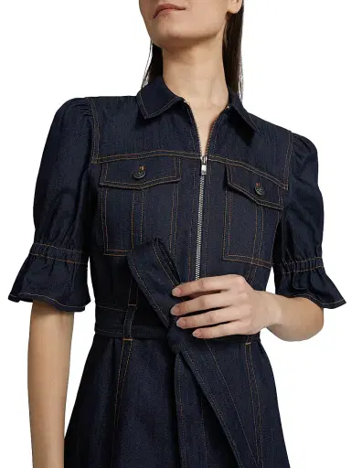 Cinq à Sept Women's Holly Stretch-Denim Tie-Waist Minidress - Indigo | Thumbnail 6 Cinq à Sept Women's Holly Stretch-Denim Tie-Waist Minidress - Indigo | Thumbnail 6