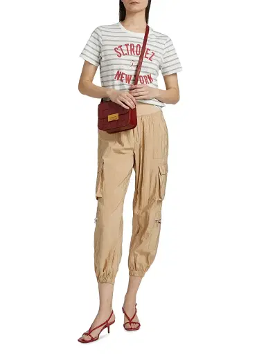 Cinq à Sept Women's St Tropez New York Striped Cotton T-Shirt - Grey Claret | Thumbnail 2 Cinq à Sept Women's St Tropez New York Striped Cotton T-Shirt - Grey Claret | Thumbnail 2