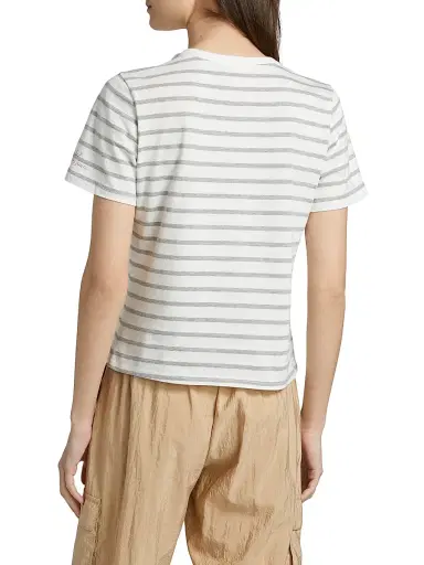 Cinq à Sept Women's St Tropez New York Striped Cotton T-Shirt - Grey Claret | Thumbnail 5 Cinq à Sept Women's St Tropez New York Striped Cotton T-Shirt - Grey Claret | Thumbnail 5