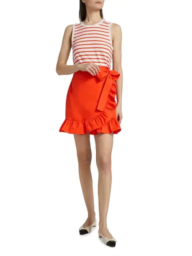Cinq à Sept Women's Mahlia Striped Tie-Waist Minidress - Cherry Tomato | Thumbnail 2 Cinq à Sept Women's Mahlia Striped Tie-Waist Minidress - Cherry Tomato | Thumbnail 2