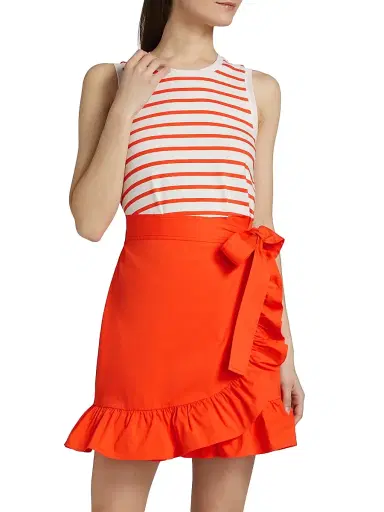 Cinq à Sept Women's Mahlia Striped Tie-Waist Minidress - Cherry Tomato | Thumbnail 3 Cinq à Sept Women's Mahlia Striped Tie-Waist Minidress - Cherry Tomato | Thumbnail 3