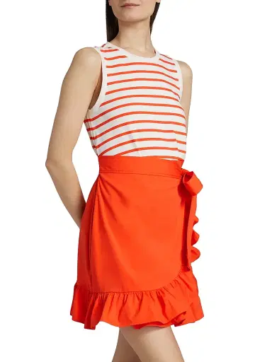 Cinq à Sept Women's Mahlia Striped Tie-Waist Minidress - Cherry Tomato | Thumbnail 4 Cinq à Sept Women's Mahlia Striped Tie-Waist Minidress - Cherry Tomato | Thumbnail 4