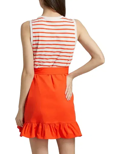 Cinq à Sept Women's Mahlia Striped Tie-Waist Minidress - Cherry Tomato | Thumbnail 5 Cinq à Sept Women's Mahlia Striped Tie-Waist Minidress - Cherry Tomato | Thumbnail 5