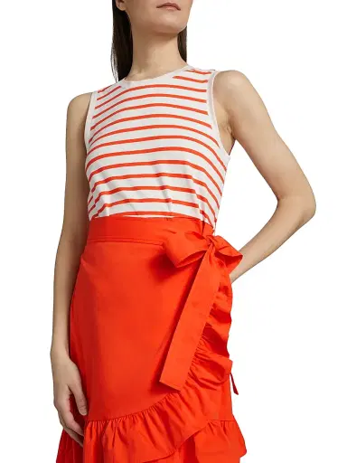 Cinq à Sept Women's Mahlia Striped Tie-Waist Minidress - Cherry Tomato | Thumbnail 6 Cinq à Sept Women's Mahlia Striped Tie-Waist Minidress - Cherry Tomato | Thumbnail 6