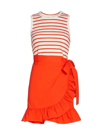 Cinq à Sept Women's Mahlia Striped Tie-Waist Minidress - Cherry Tomato | Thumbnail 1 Cinq à Sept Women's Mahlia Striped Tie-Waist Minidress - Cherry Tomato | Thumbnail 1